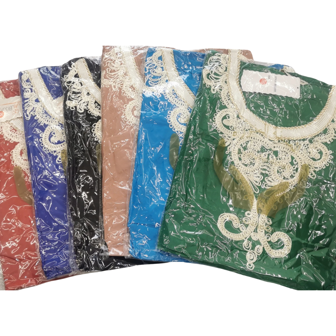 Embroidered Round Neck Kaftan
