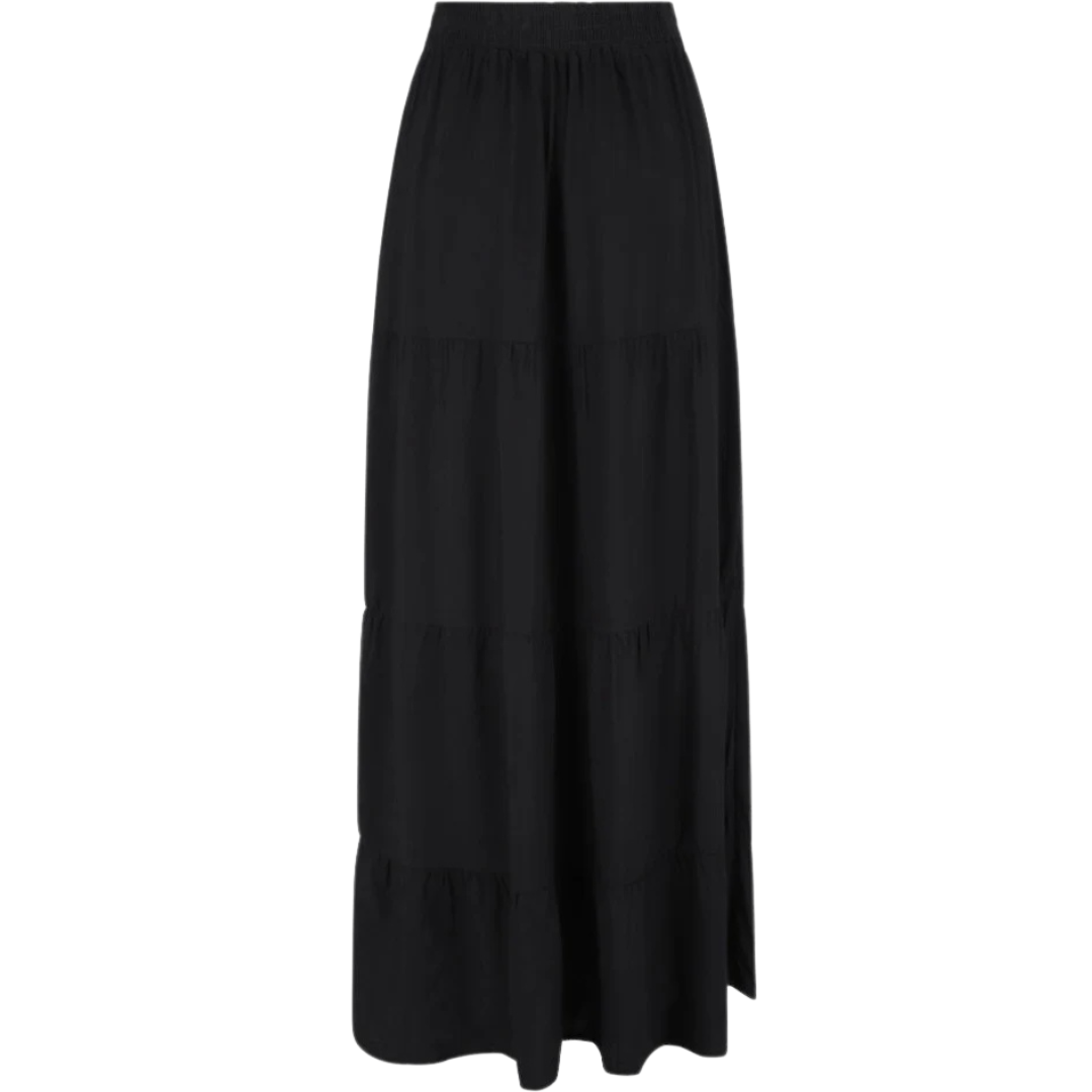 Elastic Waistband Solid Maxi Skirt