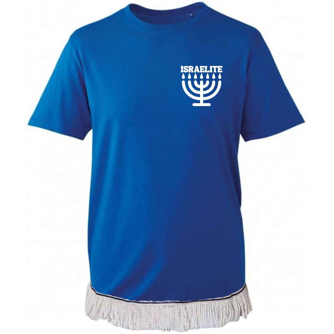 ISRAELITE Menorah Adult T-Shirt with Fringes