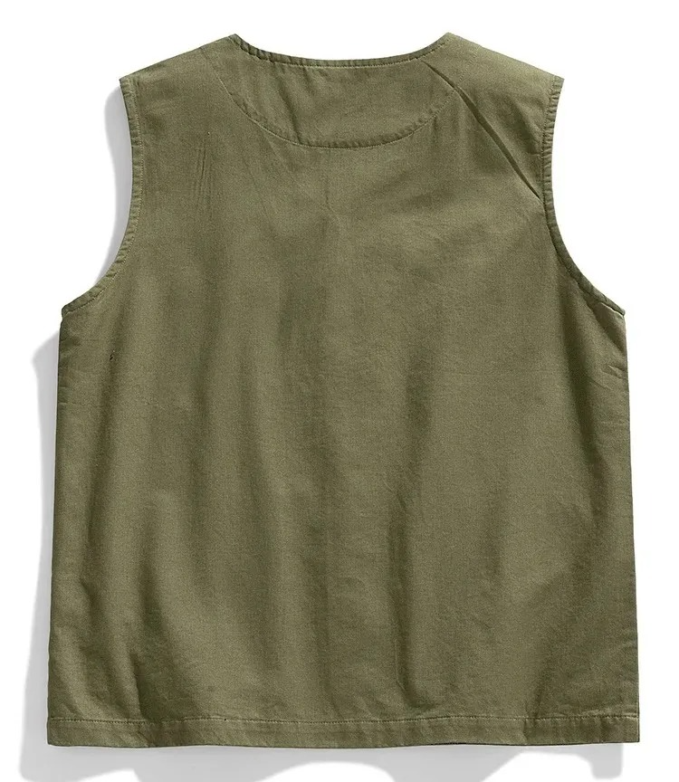 Men's Cotton Utility Pocket Cargo Vest/Gilet with Gold Fringes
