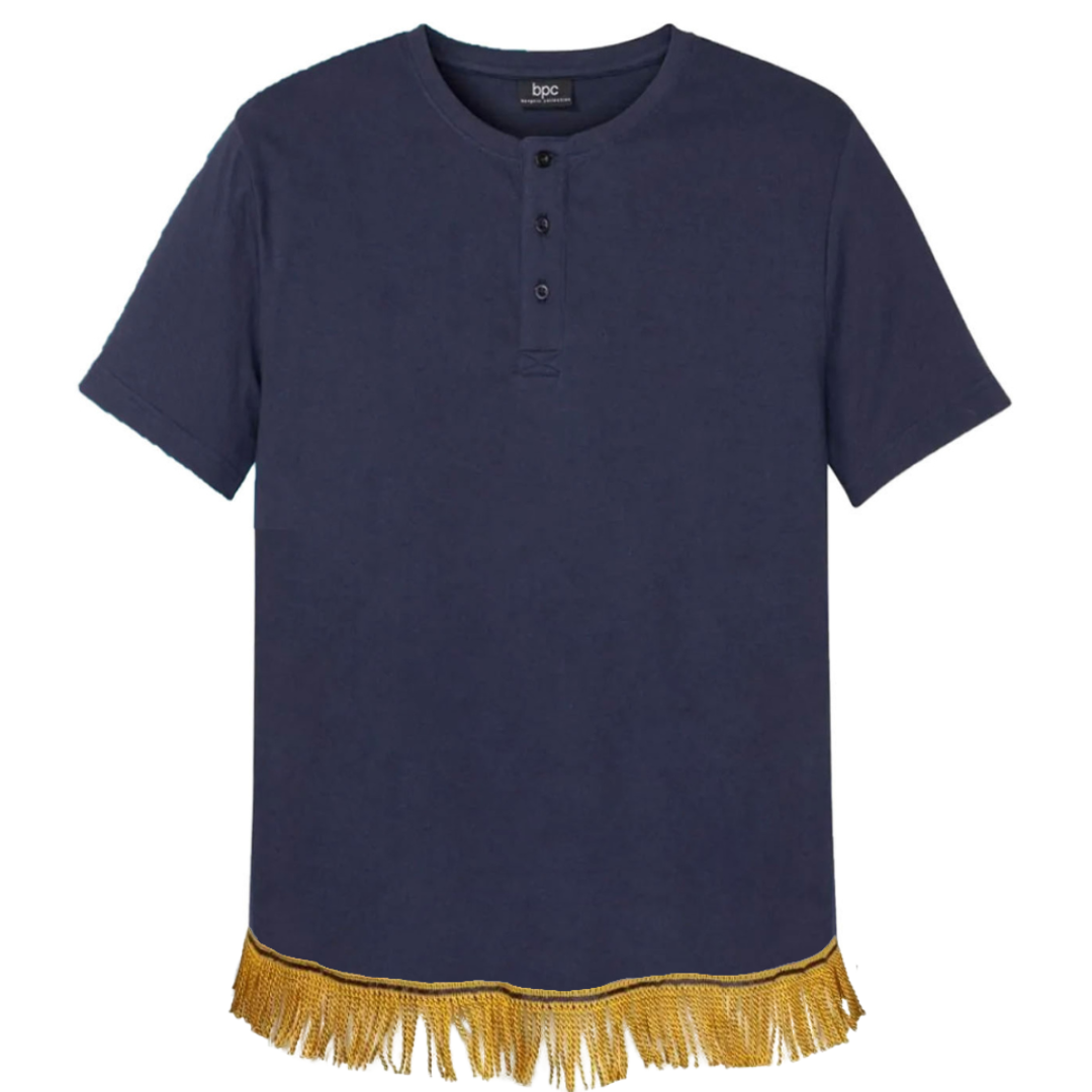 Men's Henley T-Shirt with Gold Fringes