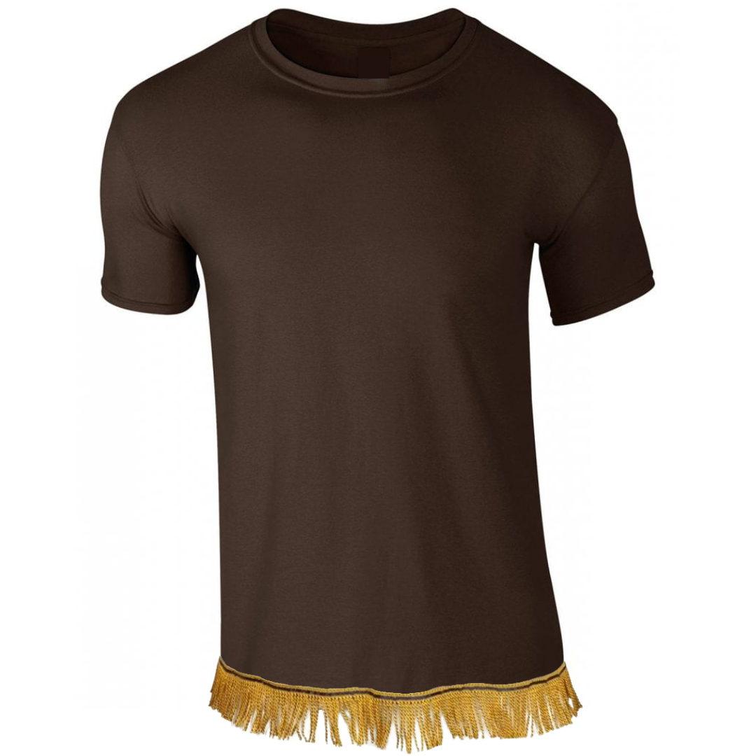 Men's Plain Short Sleeve Fringed T-Shirt