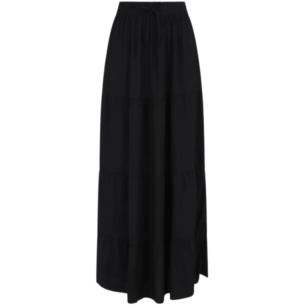 Elastic Waistband Solid Maxi Skirt