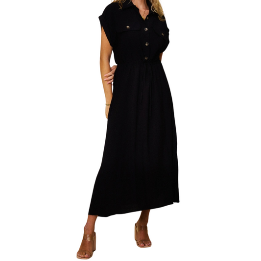 Pure Cotton Tie-Waistband Maxi Dress