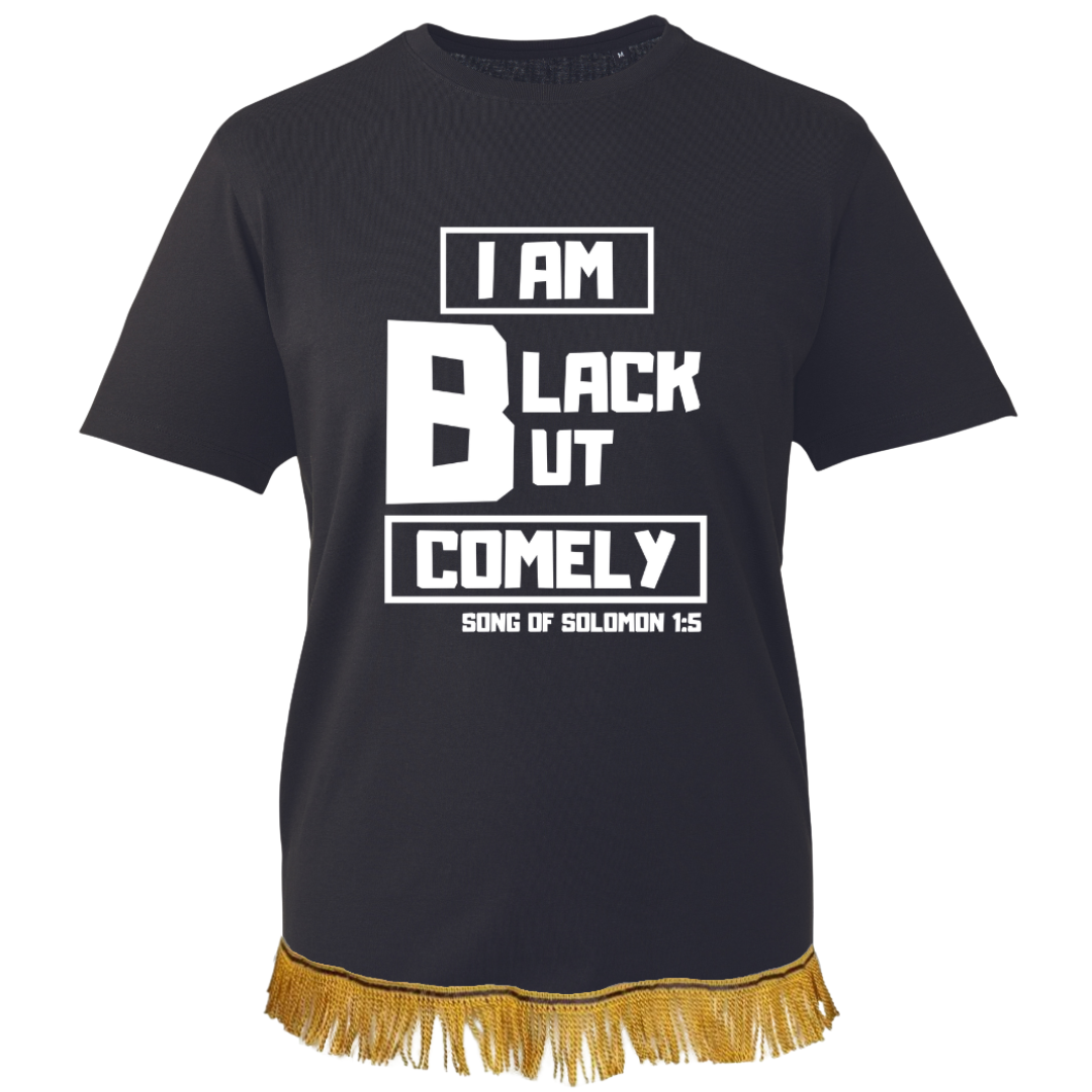 Black But Comely Adult T-Shirt with Fringes