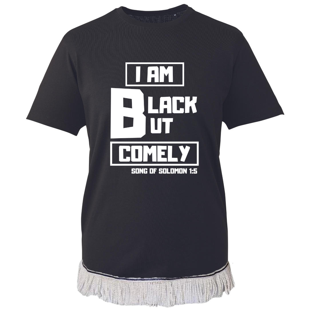 Black But Comely Adult T-Shirt with Fringes
