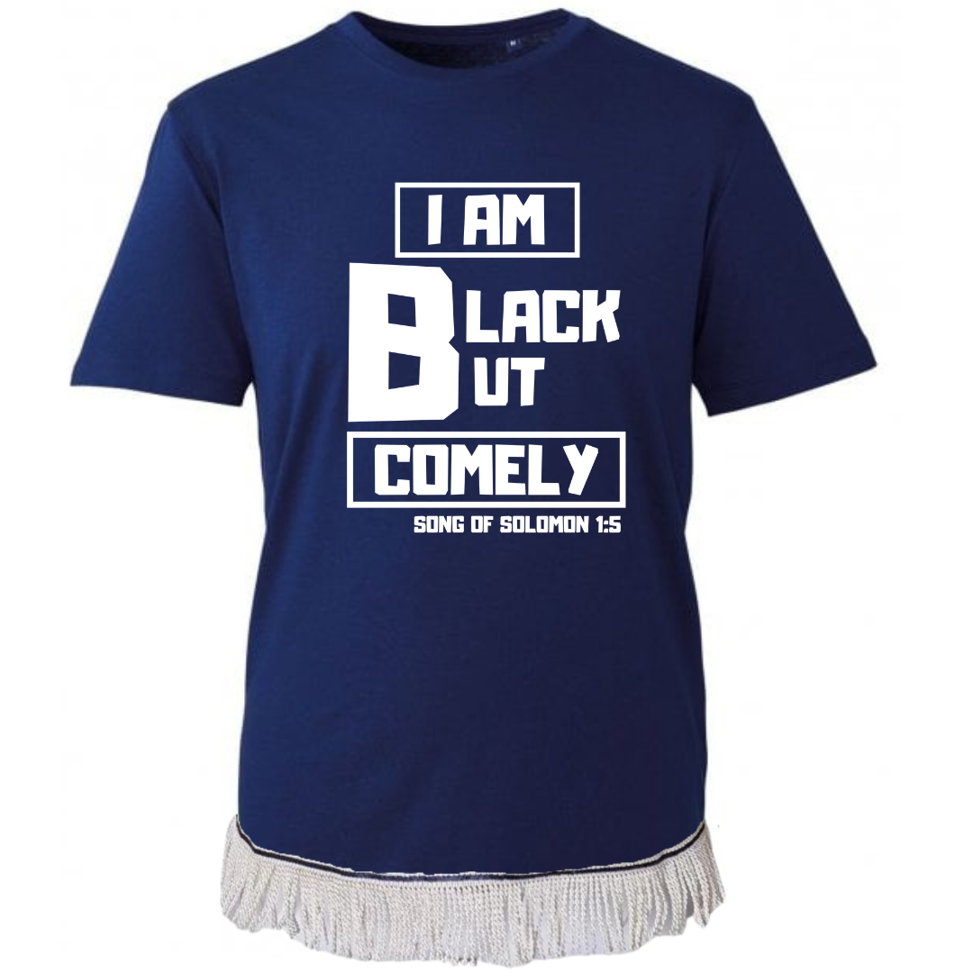 Black But Comely Adult T-Shirt with Fringes