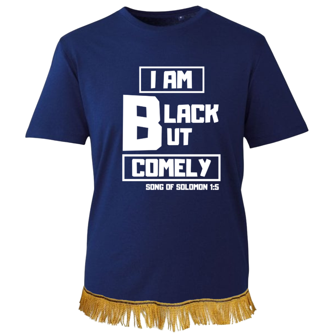 Black But Comely Adult T-Shirt with Fringes