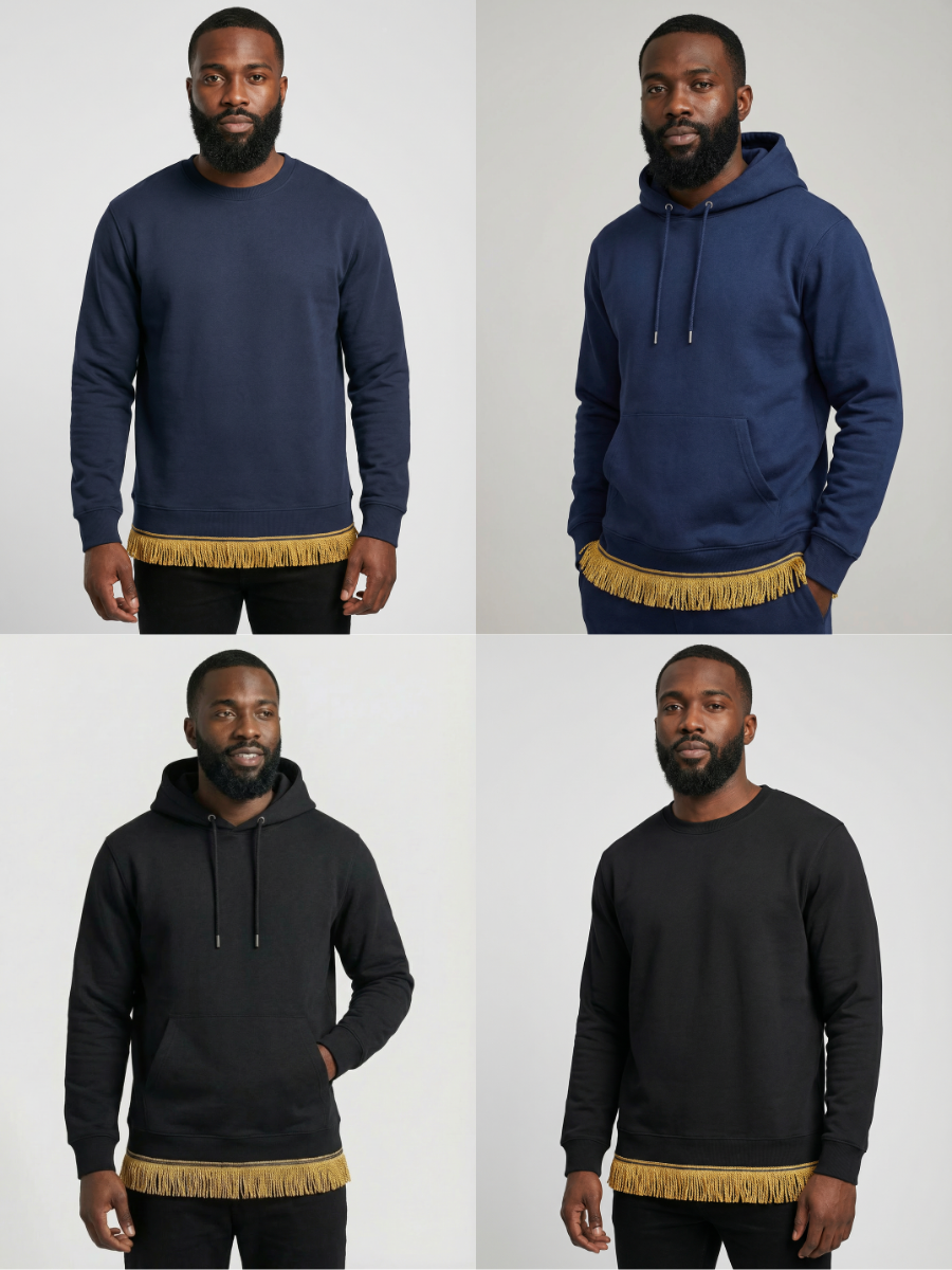 Men's Fringed Organic Cotton Hoodie & Sweatshirt Bundle (2 Pack)