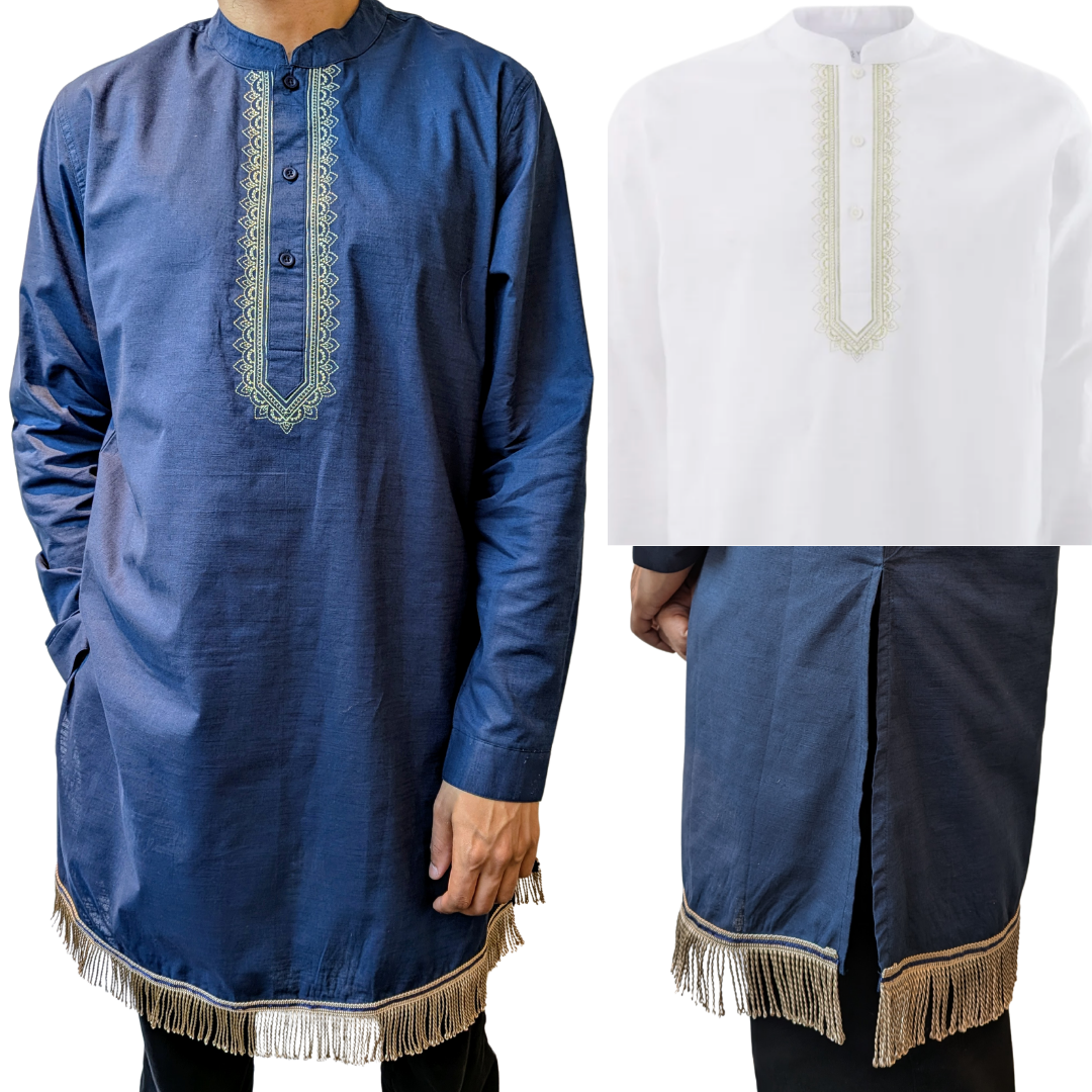 Men’s 100% Cotton Feast Day Shirt with Gold Fringes