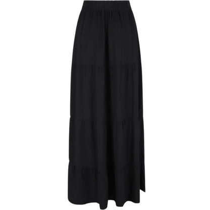 Elastic Waistband Solid Maxi Skirt