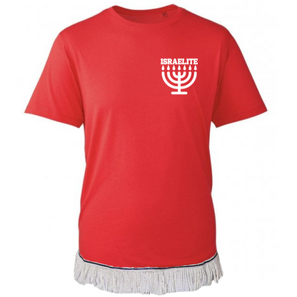 ISRAELITE Menorah Adult T-Shirt with Fringes