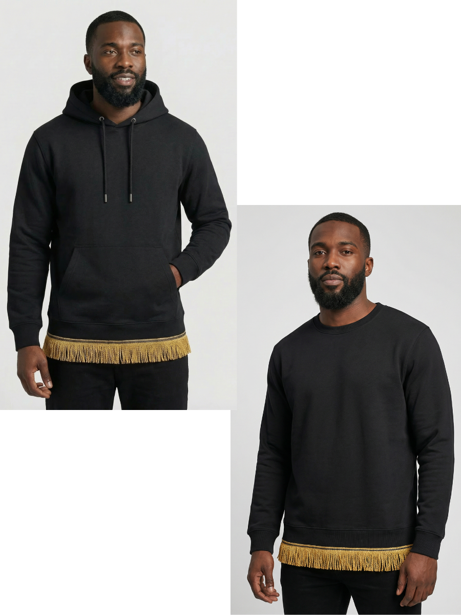 Men's Fringed Organic Cotton Hoodie & Sweatshirt Bundle (2 Pack)