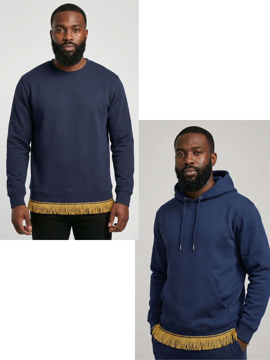 Men's Fringed Organic Cotton Hoodie & Sweatshirt Bundle (2 Pack)