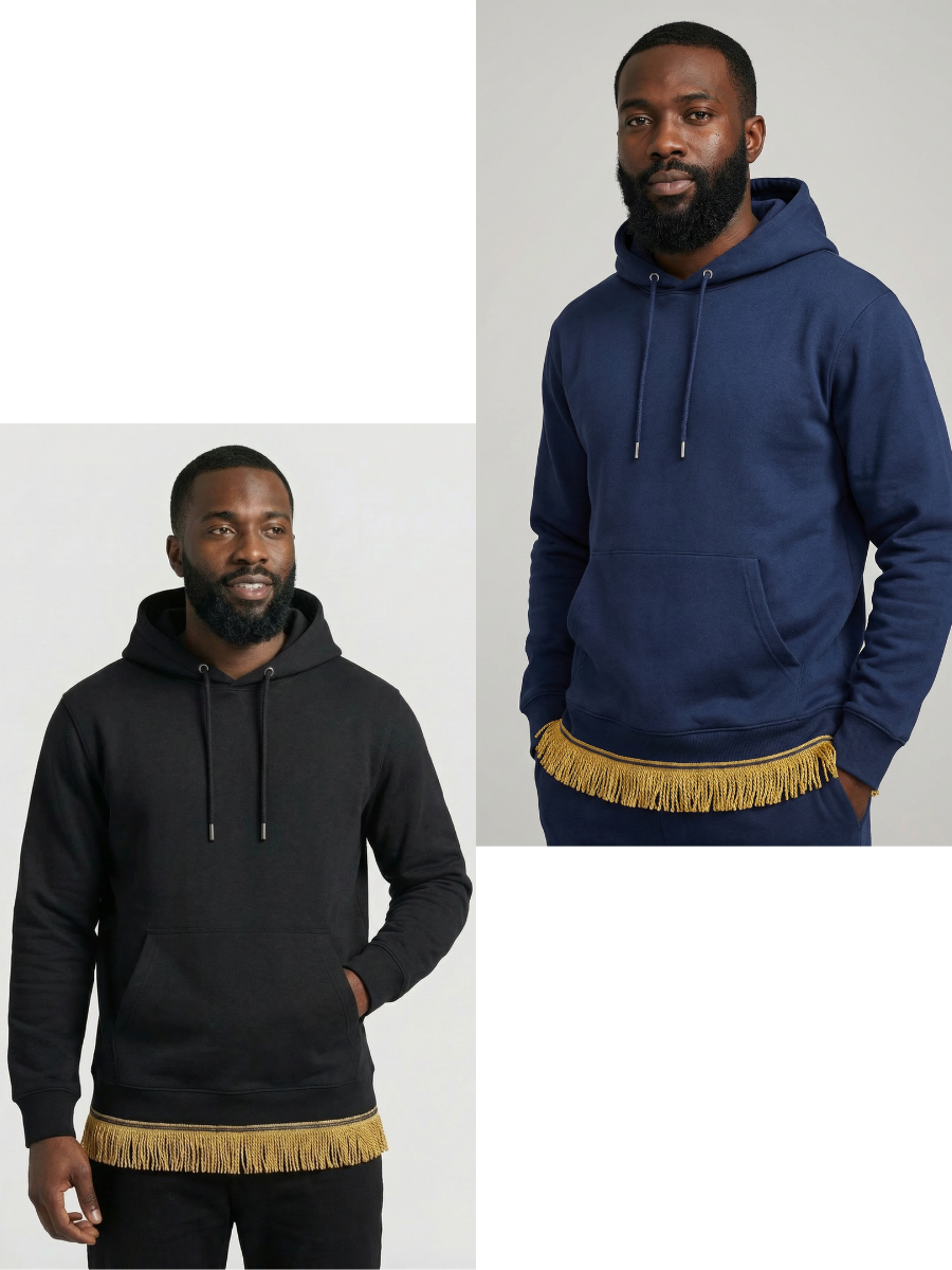 Men's Fringed Organic Cotton Pullover Hoodie Bundle (2 Pack)