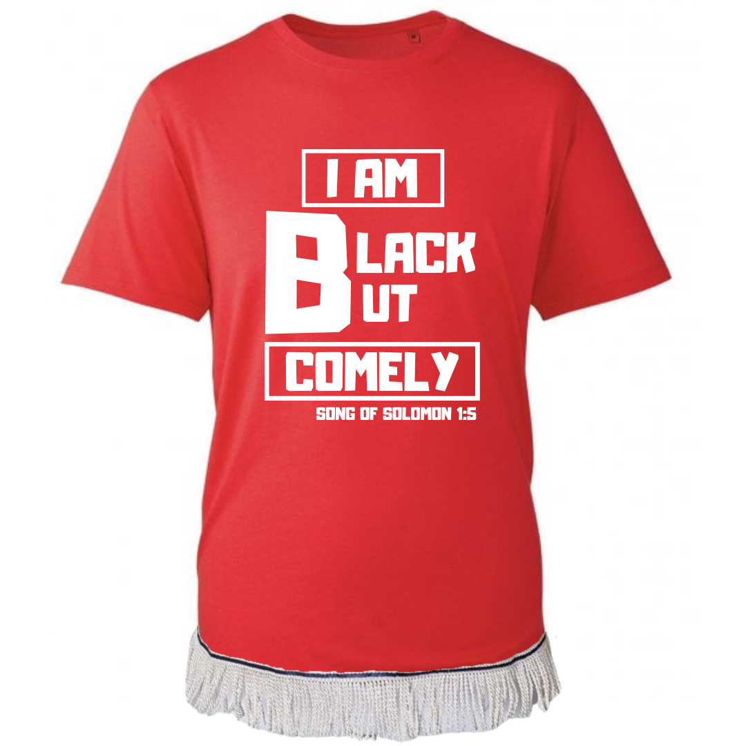 Black But Comely Adult T-Shirt with Fringes