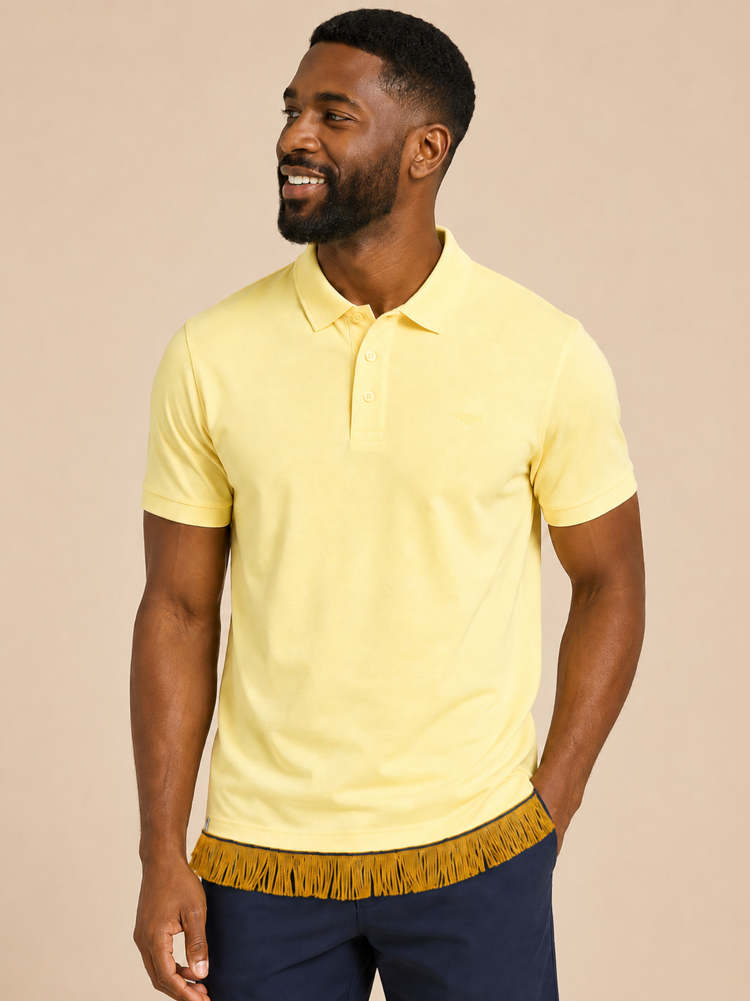 Men's Three Button Placket Polo T-Shirts Bundle (2 Pack) Blue/Yellow