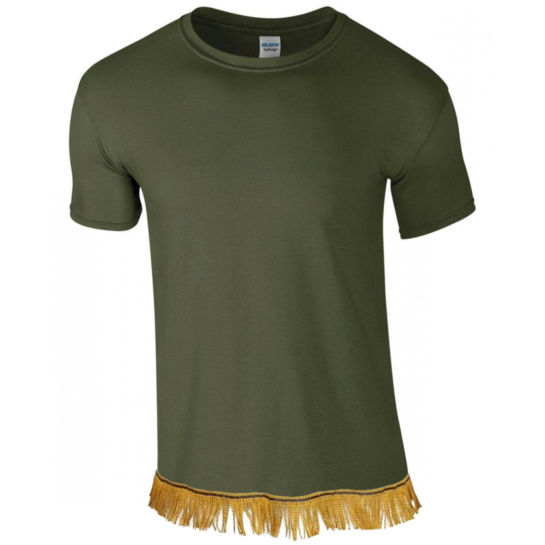 Men's Plain Short Sleeve Fringed T-Shirt