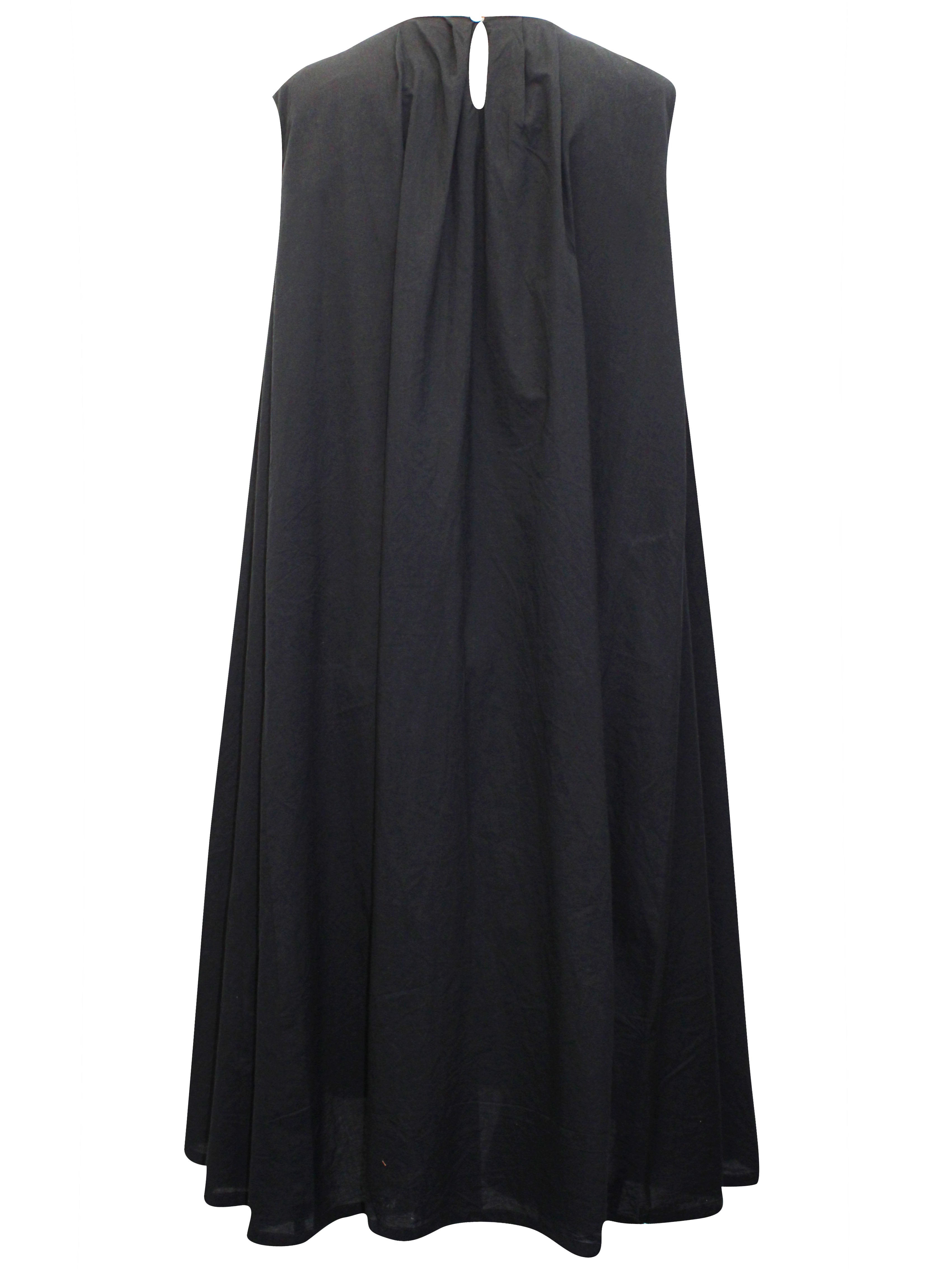 Pure Cotton Sleeveless Tent Dress with Fringes