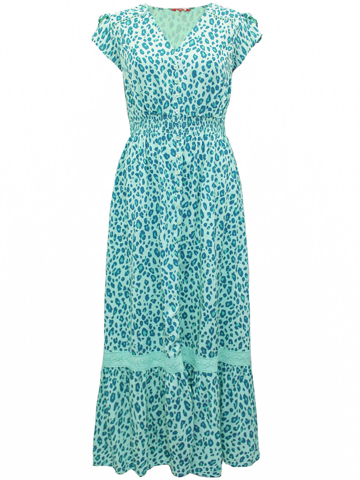 Leopard Print Lace Maxi Dress with Fringes
