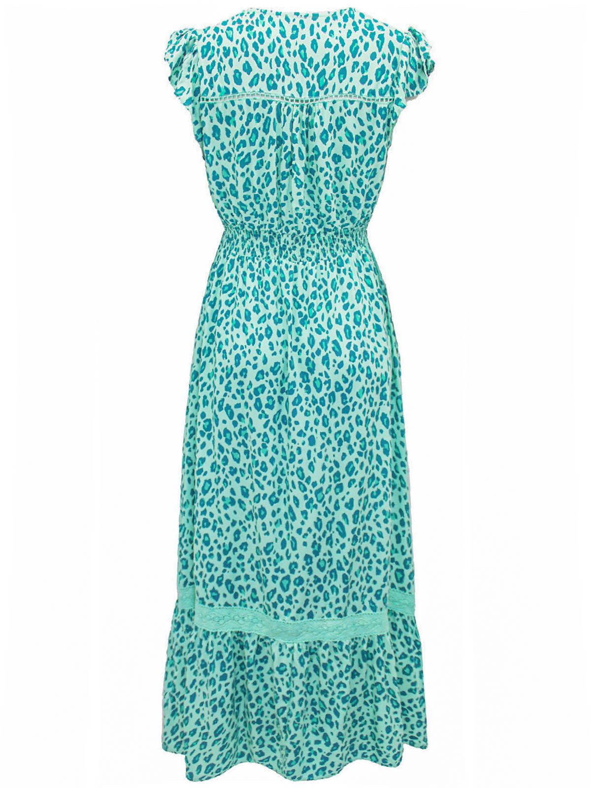 Leopard Print Lace Maxi Dress with Fringes