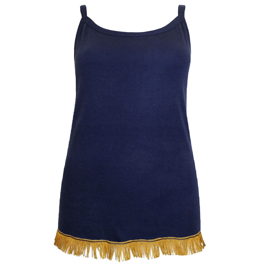 Women's Pure Cotton Ribbed Strappy Vest Top with Fringes