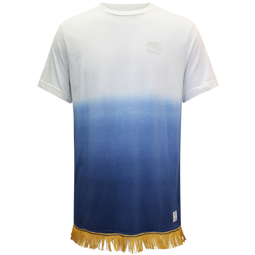Men's Pure Cotton Dip Dye T-Shirt with Fringes