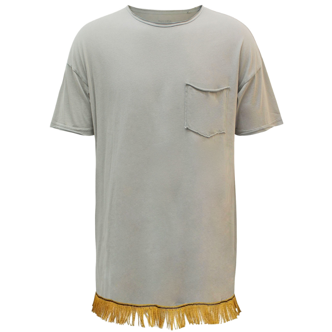 Men's Grey Raw Trim Pocket Detail with Fringes