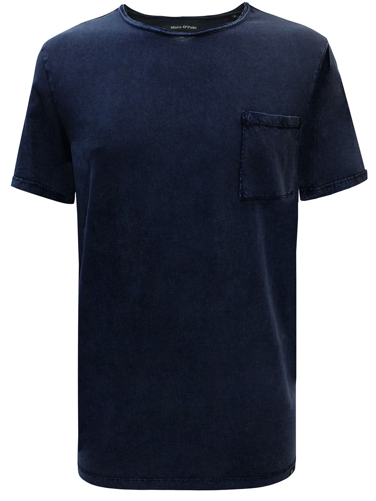 Men's Navy Raw Trim Pocket T-Shirt with Fringes