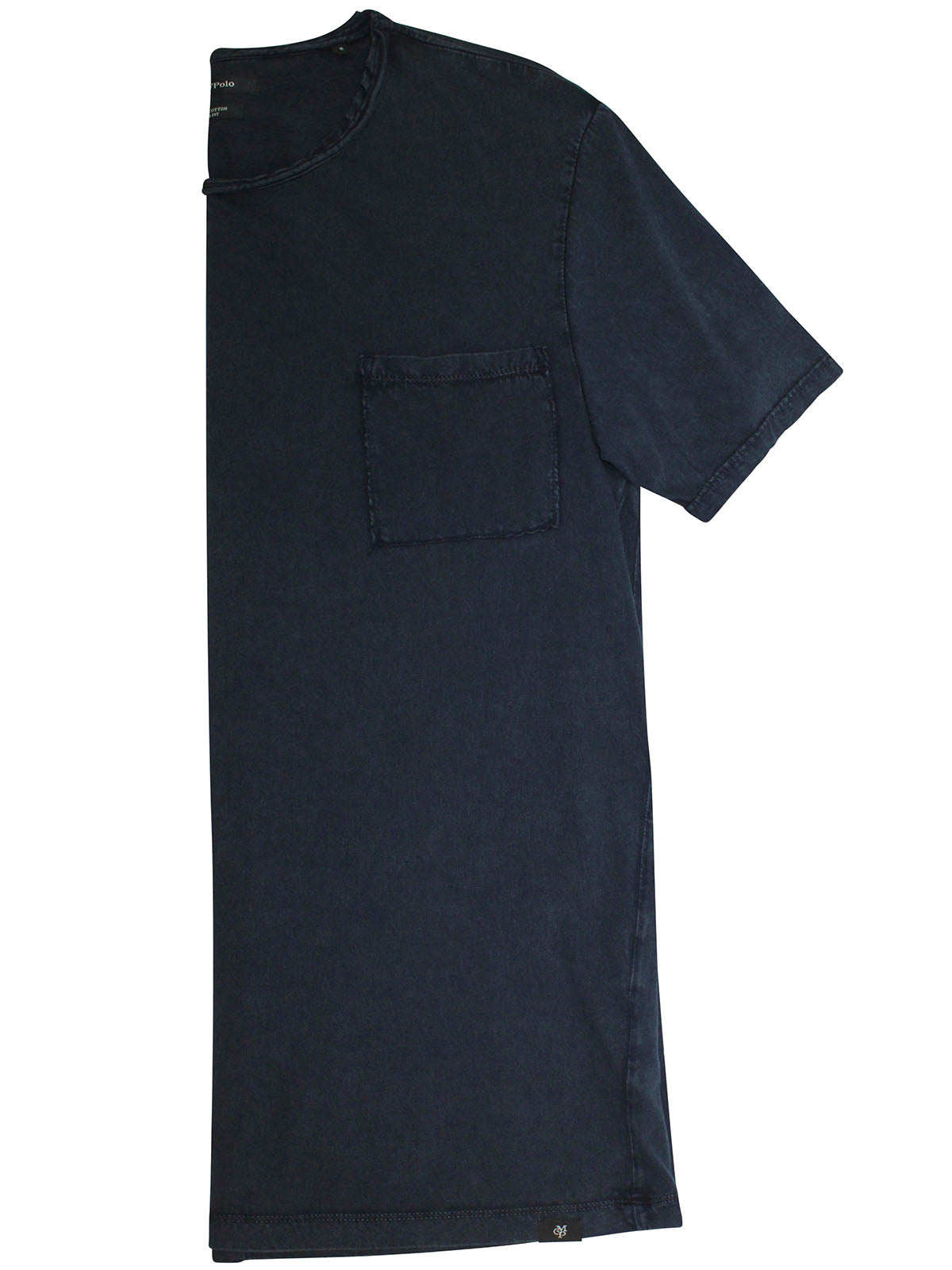 Men's Navy Raw Trim Pocket T-Shirt with Fringes