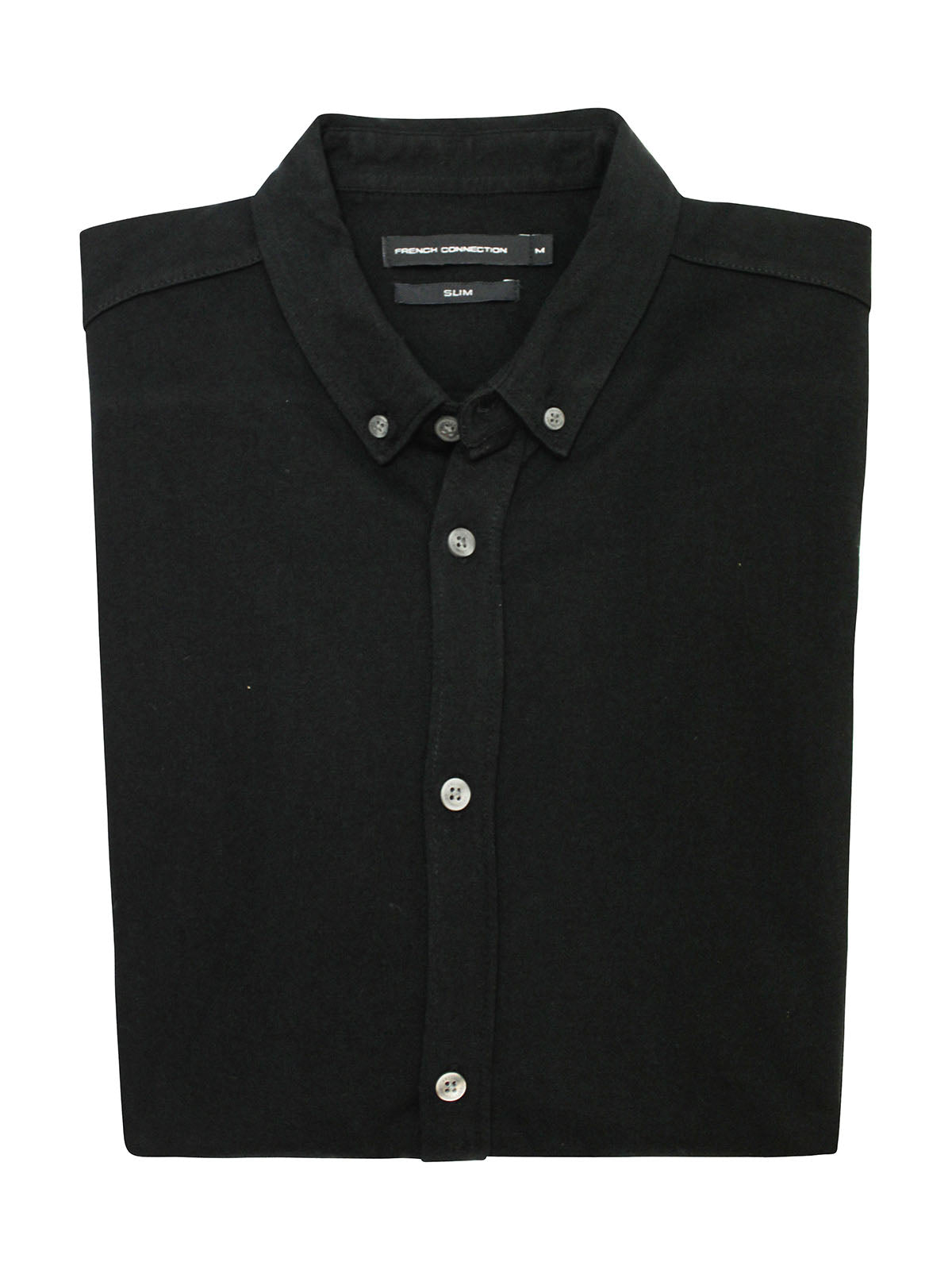 Men's Black Pure Cotton Button Down Collar Shirt with Fringes