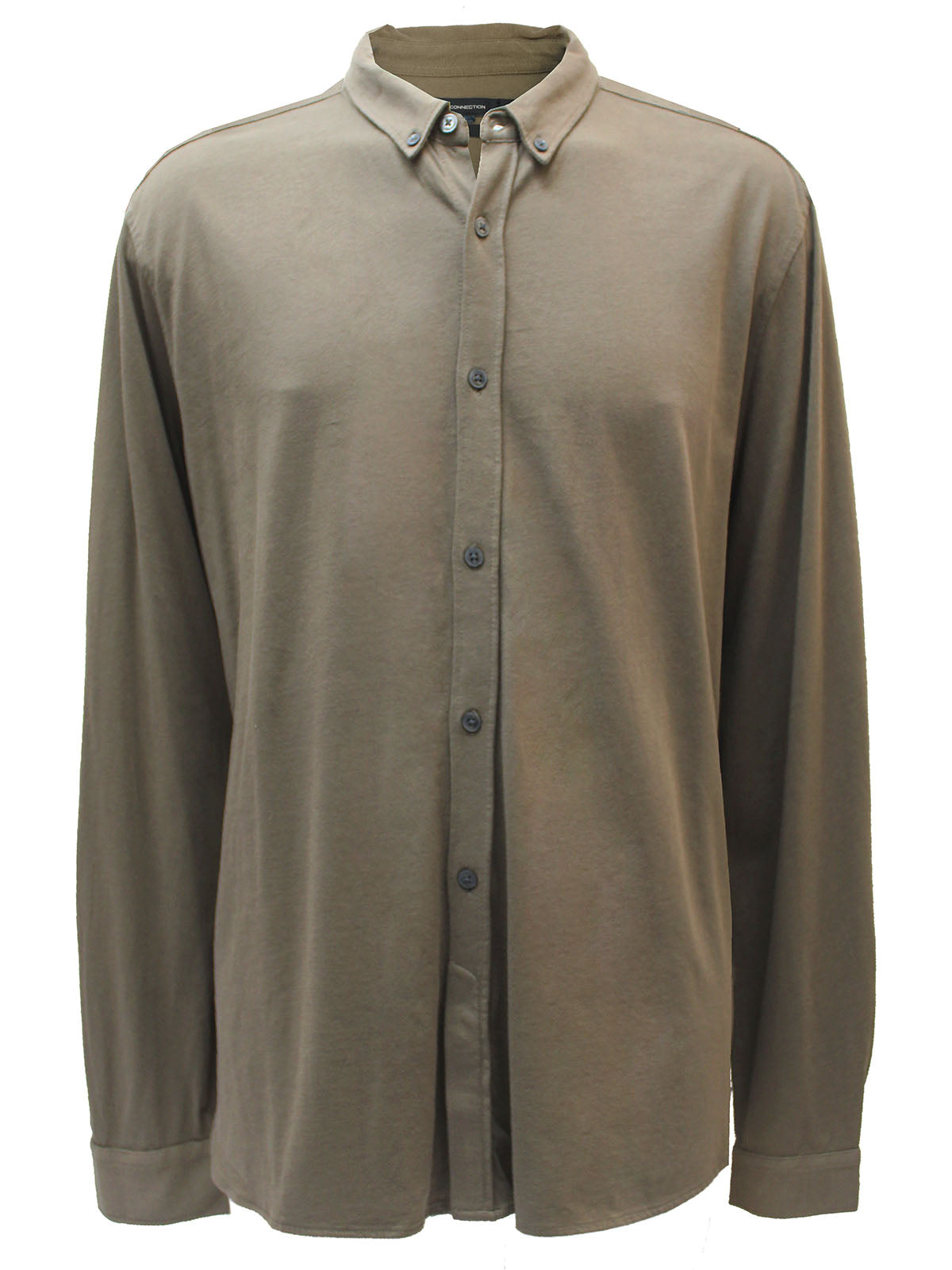 Men's Khaki Slim Fit Pure Cotton Button Down Shirt with Fringes