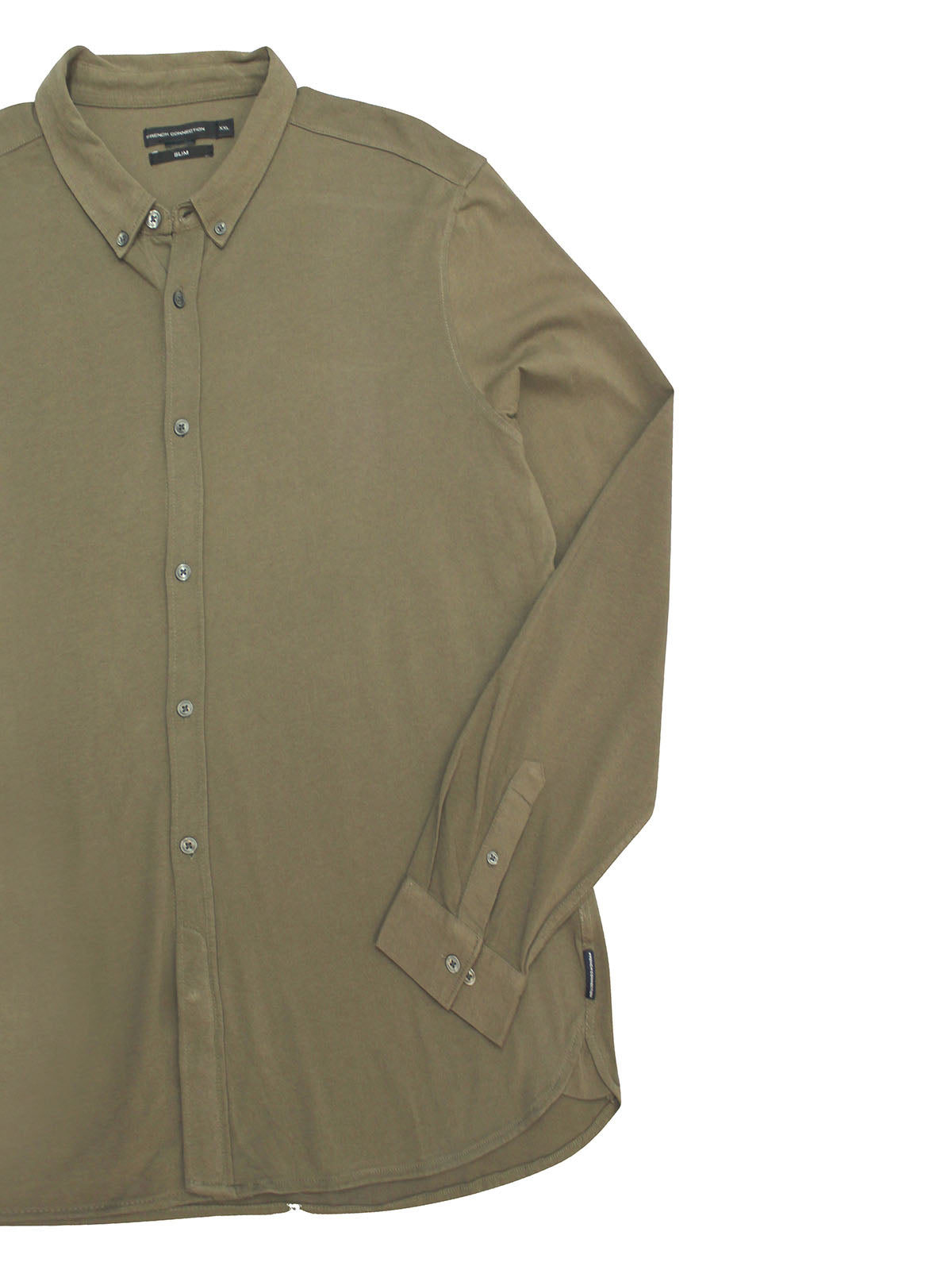 Men's Khaki Slim Fit Pure Cotton Button Down Shirt with Fringes