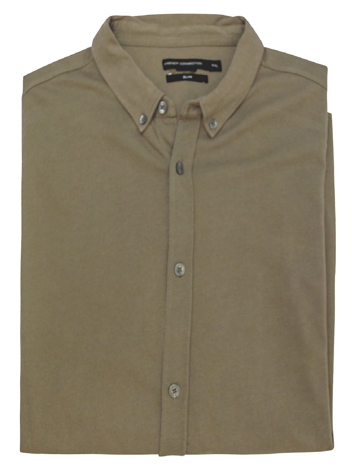 Men's Khaki Slim Fit Pure Cotton Button Down Shirt with Fringes