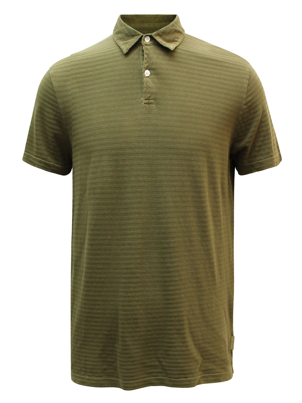 Men's Olive Organic Cotton Textured Stripe Polo with Gold Fringes