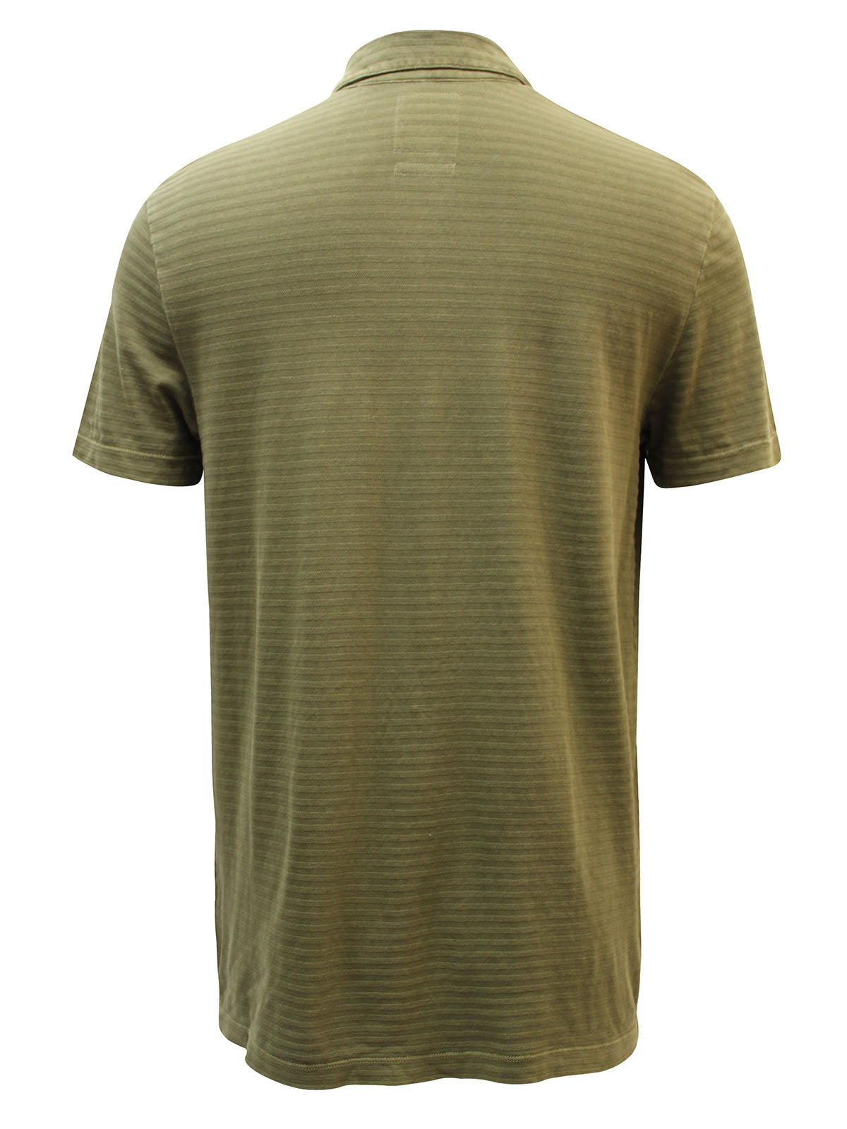 Men's Olive Organic Cotton Textured Stripe Polo with Gold Fringes