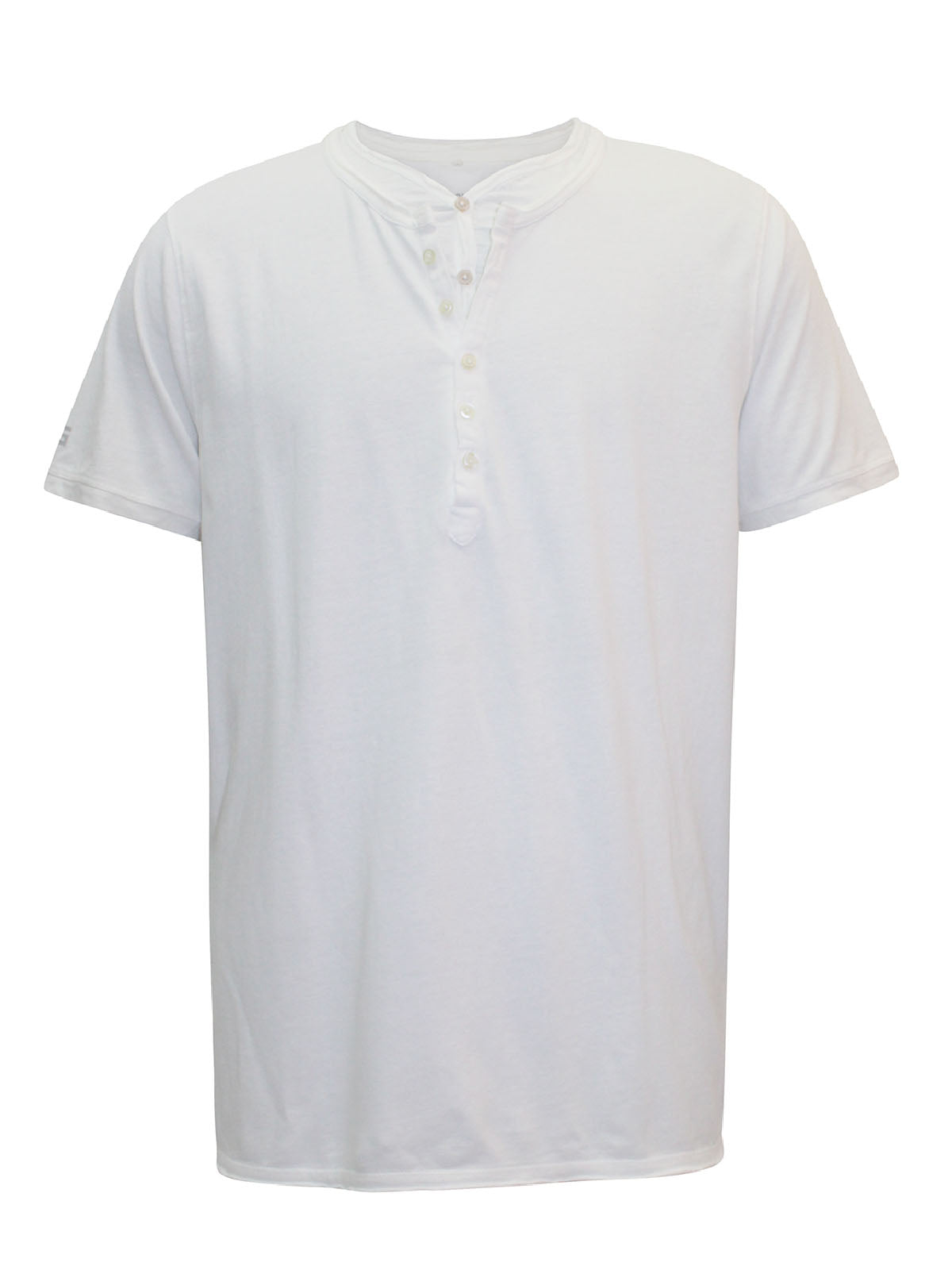 Men's White Pure Cotton Mock Insert Henley Top with Fringes