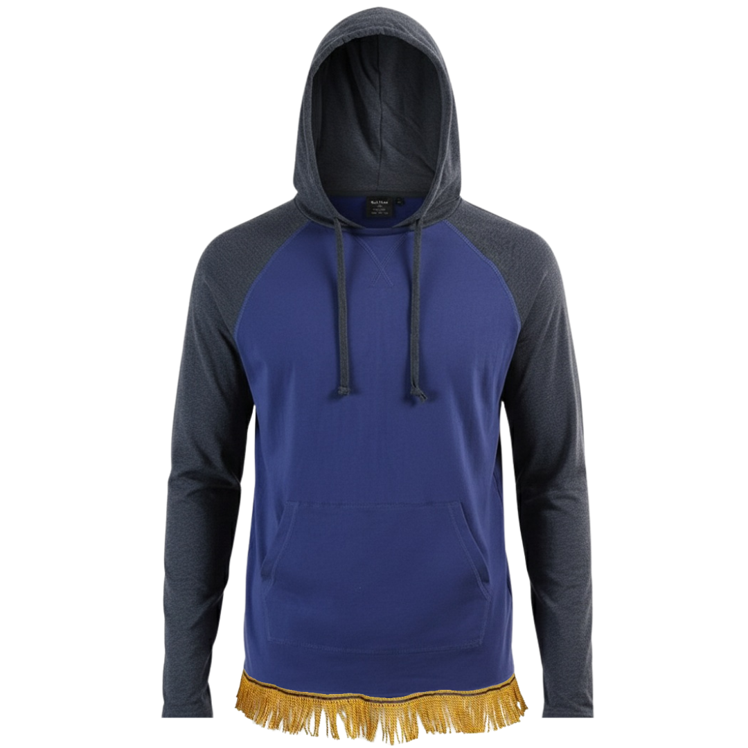 Men's Long Sleeve Hooded Top with Fringes