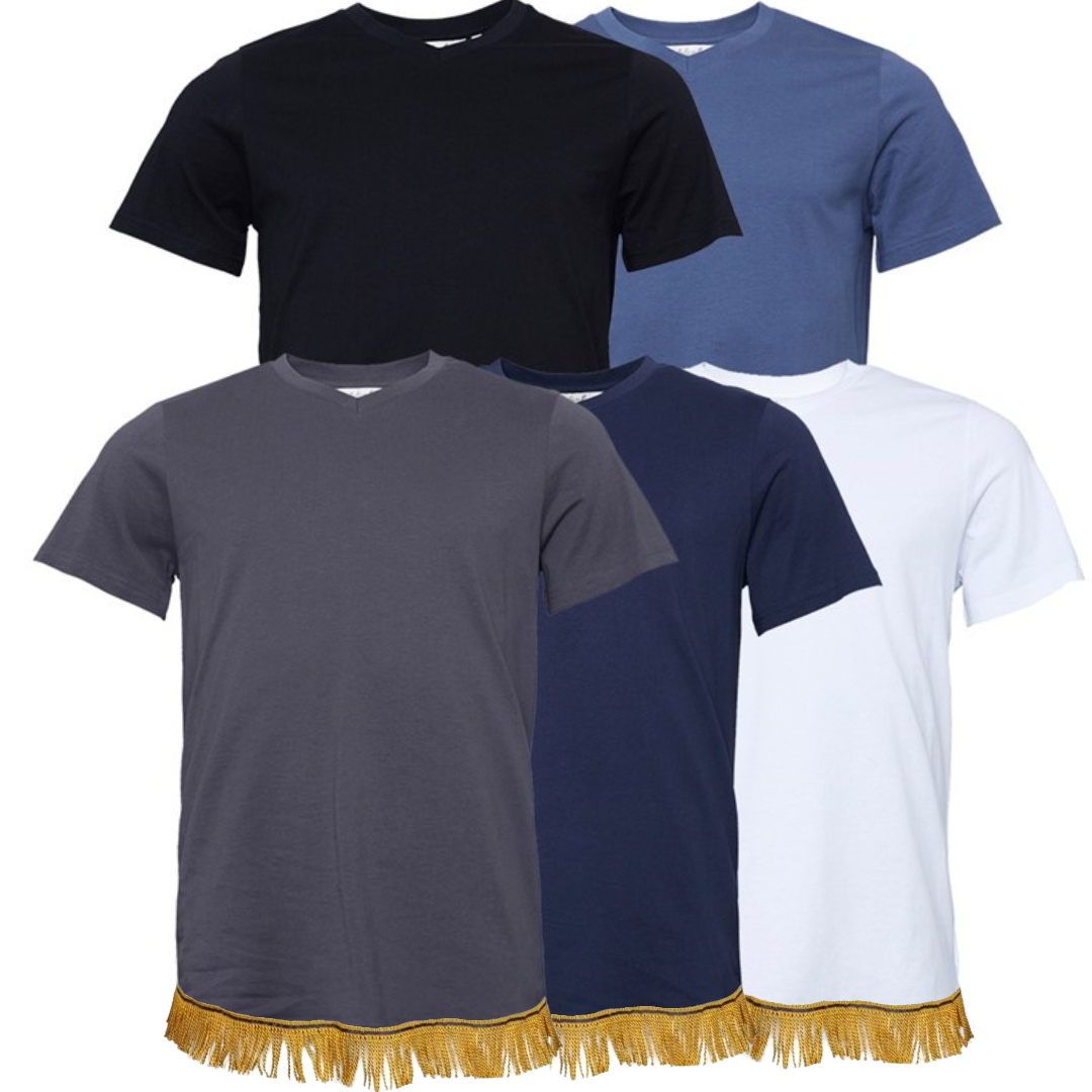 Men's V-Neck T-Shirts Bundle with Fringes (5 Pack)
