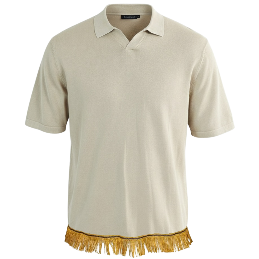 Men's Knitted Polo Shirt with Fringes