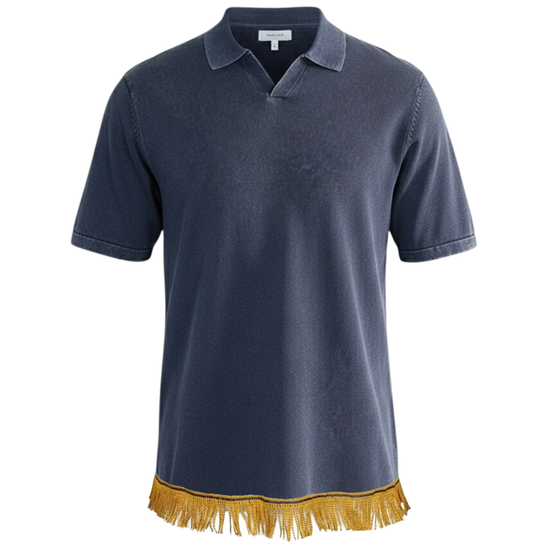 Men's Knitted Polo Shirt with Fringes