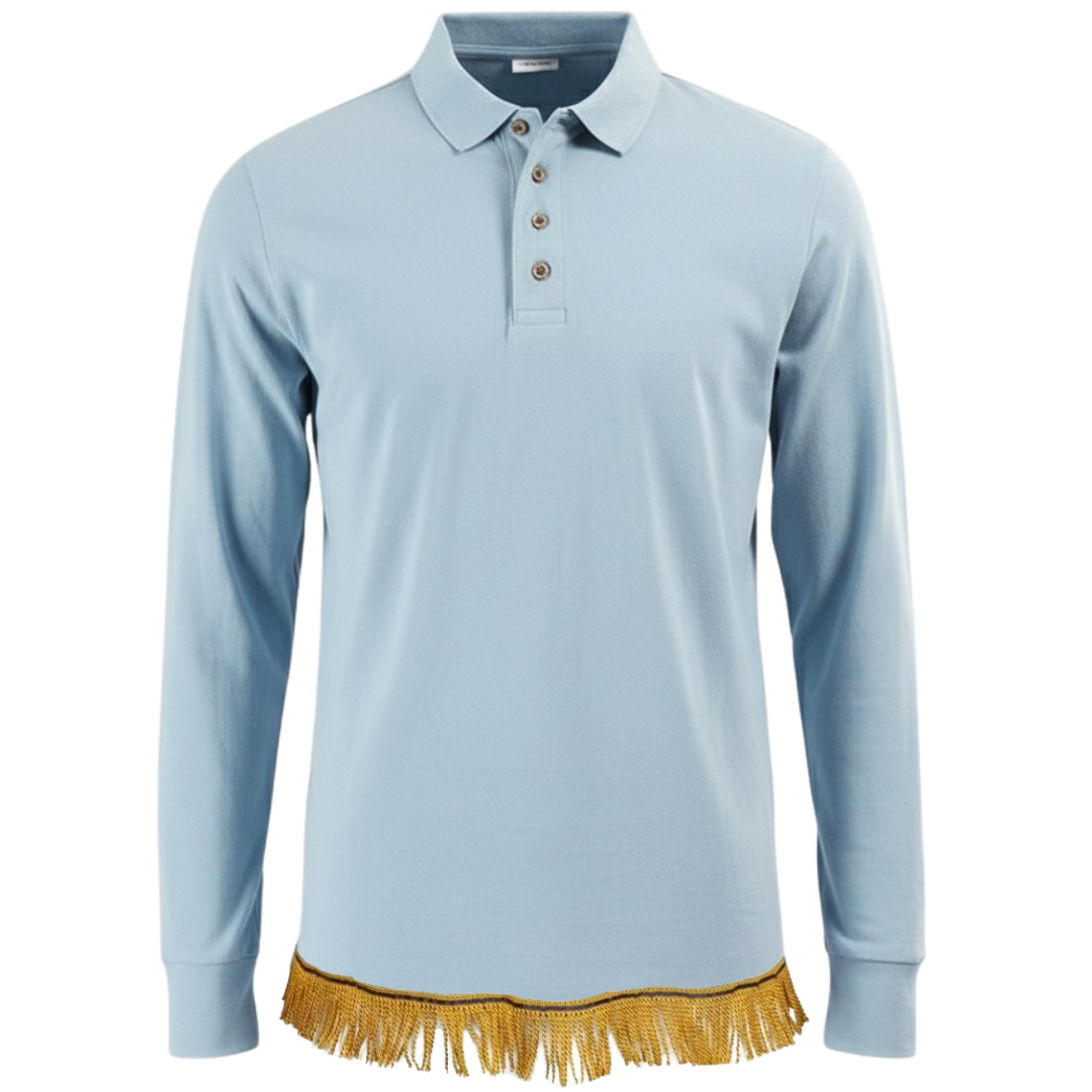 Men's Long Sleeve Polo Shirt with Fringes