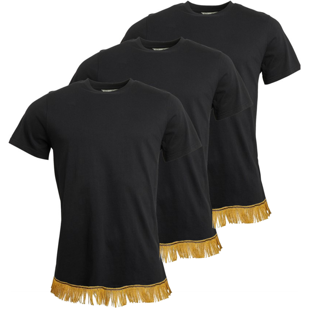 Men's Black T-Shirts Fringed Bundle (3 Pack)