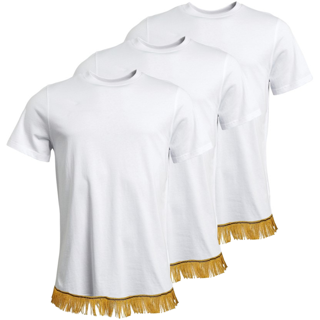 Men's White T-Shirts Fringed Bundle (3 Pack)