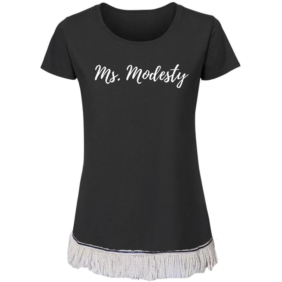 Ms Modesty Women's Short Sleeve Fringed T-Shirt