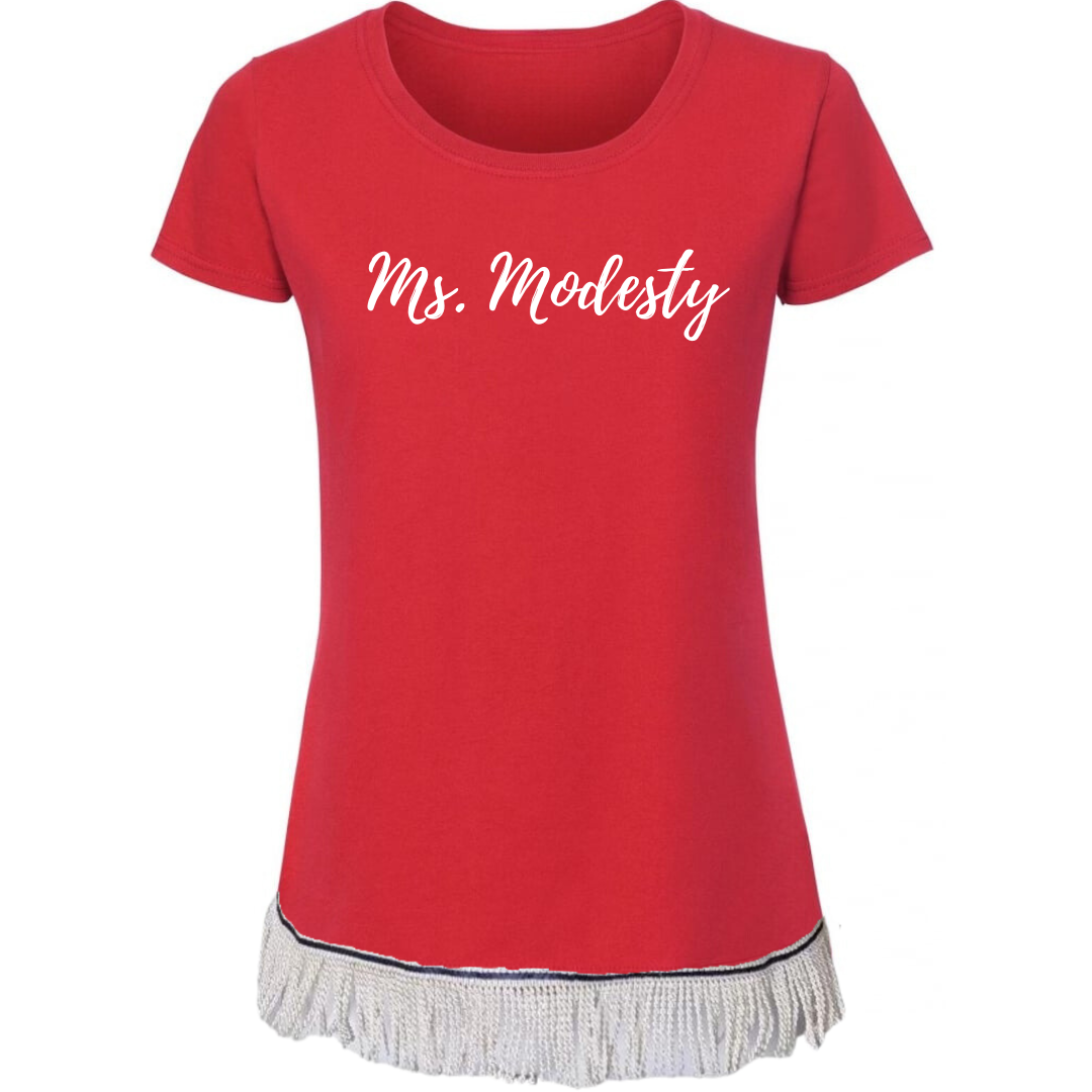 Ms Modesty Women's Short Sleeve Fringed T-Shirt