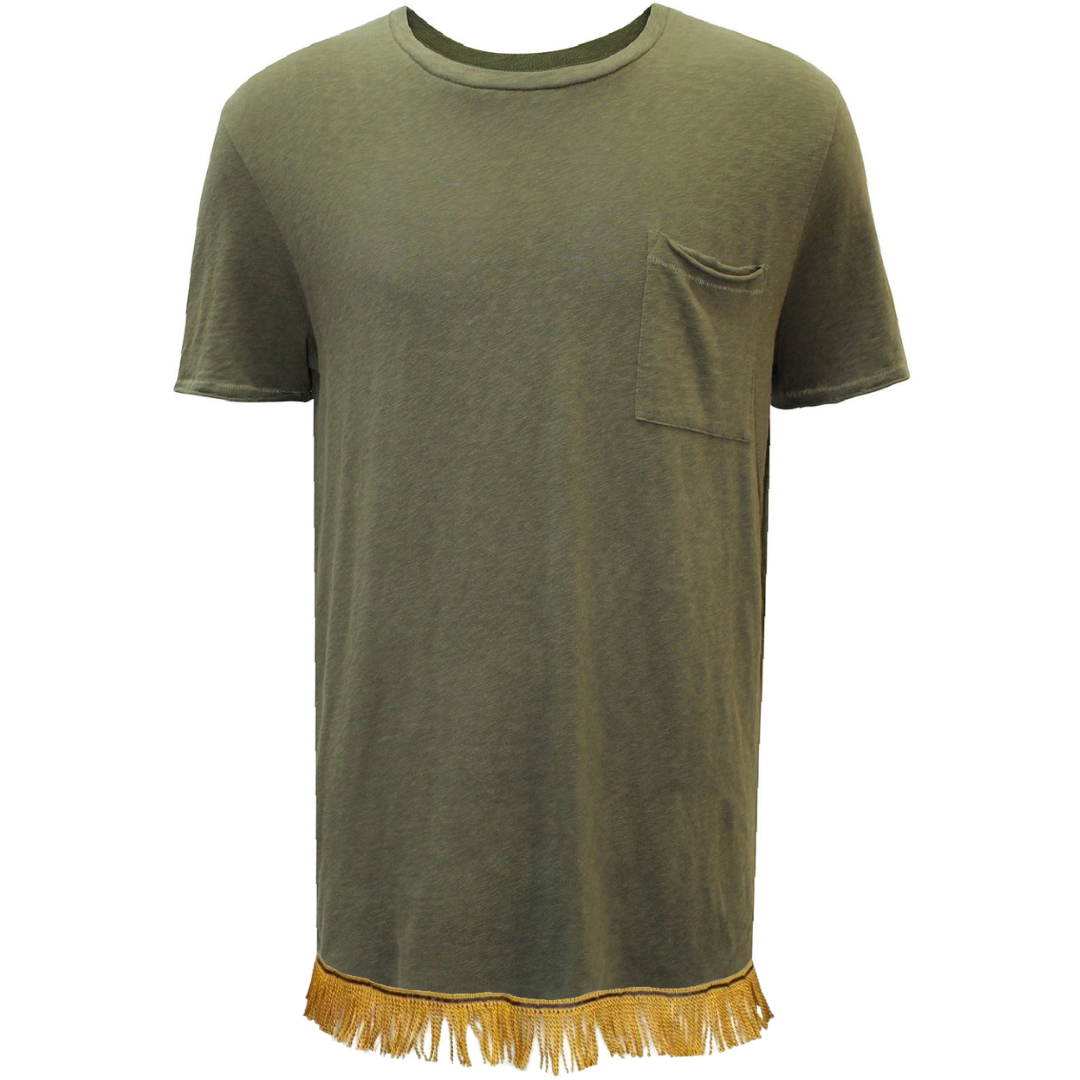 Men's Organic Cotton Short Sleeve Pocket T-Shirt with Fringes
