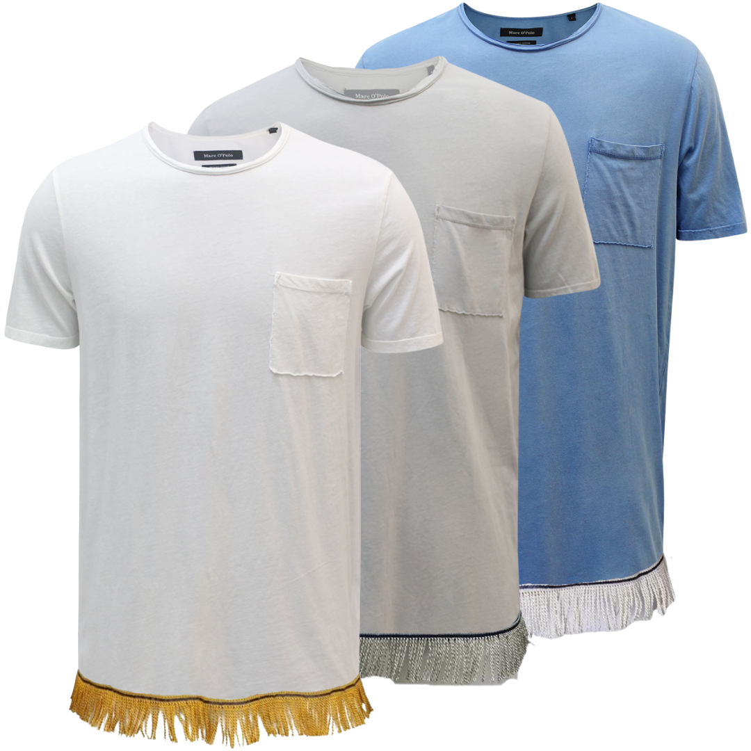 Men's Organic Cotton Short Sleeve Pocket T-Shirt with Fringes