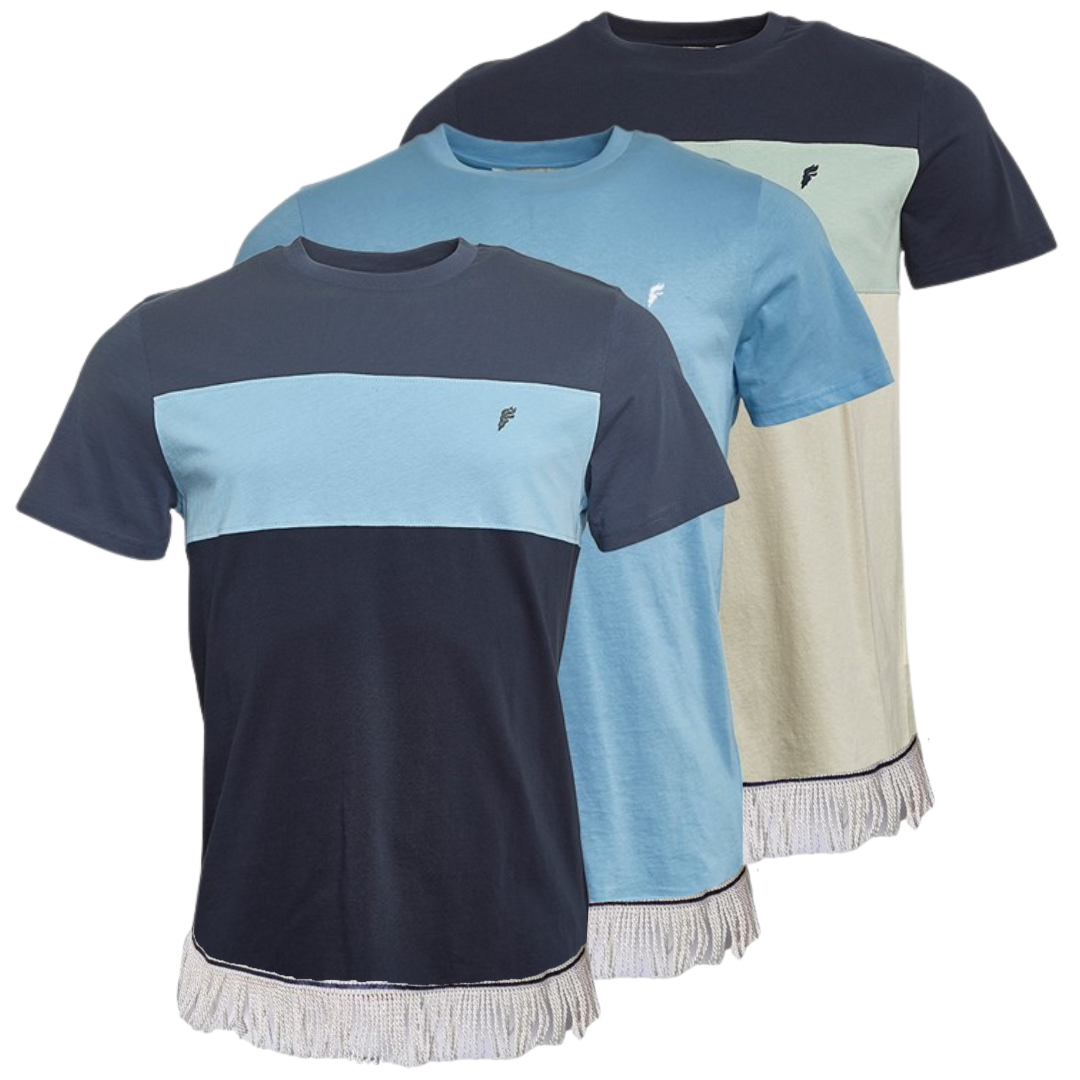 Men's Fringed Colour Block T-Shirts Bundle (3 Pack)