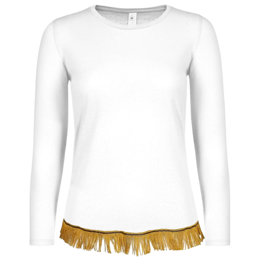 Women's Plain Long Sleeve Fringed T-Shirt